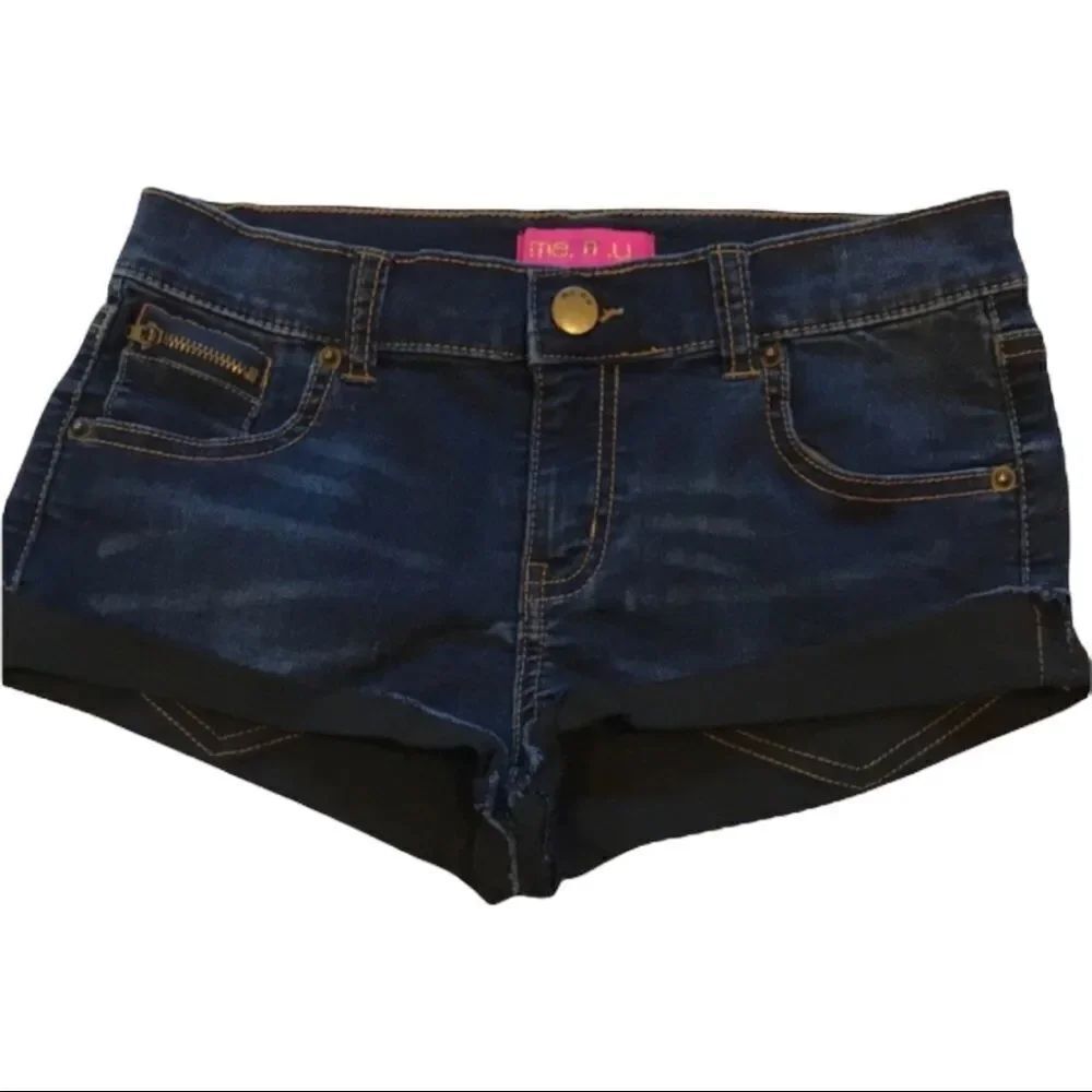 stretchy cuffed jean shorts